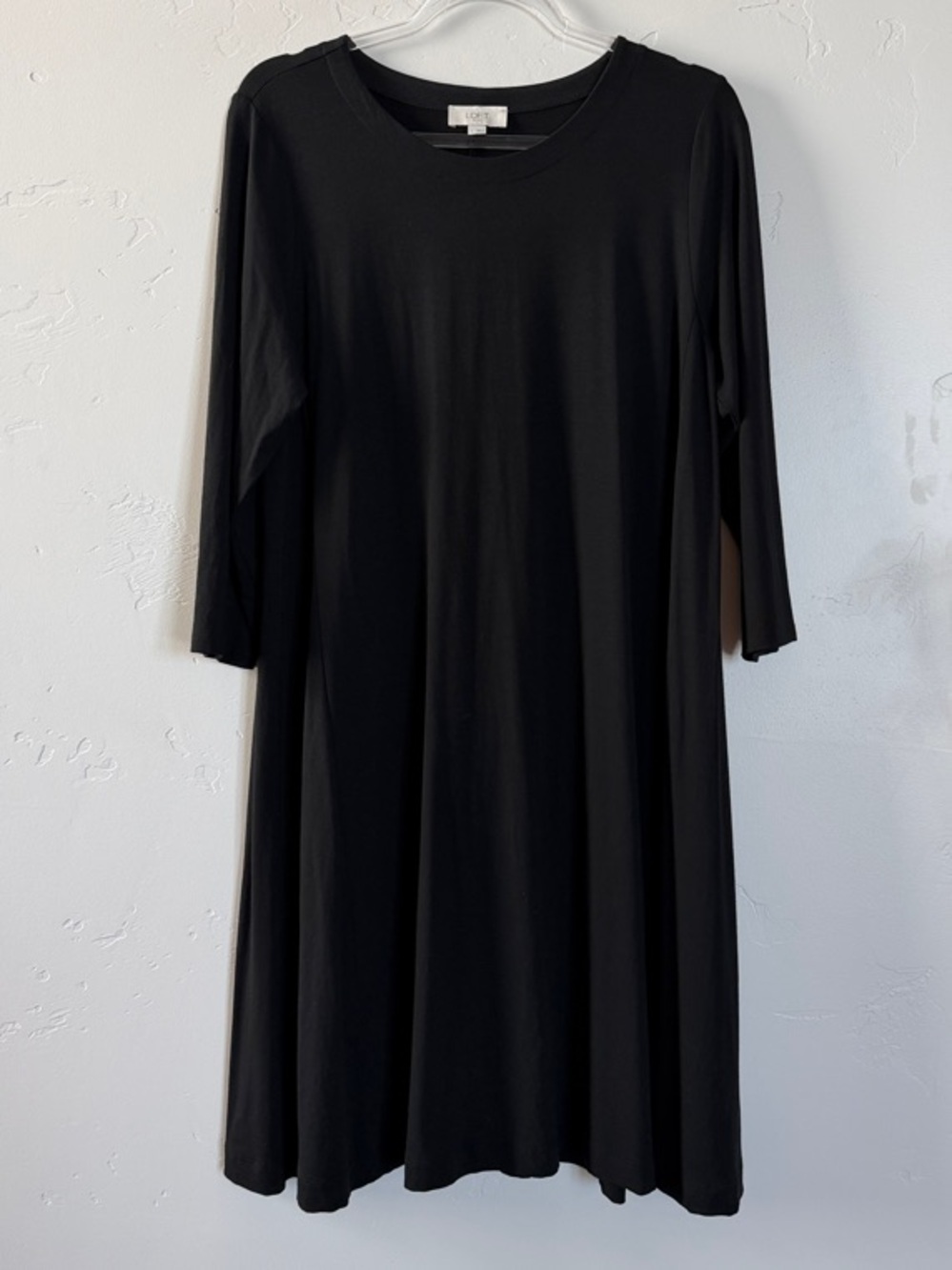 LOFT Black Midi A-Line Dress Classic Capsule Minimalist Day to Evening Dress